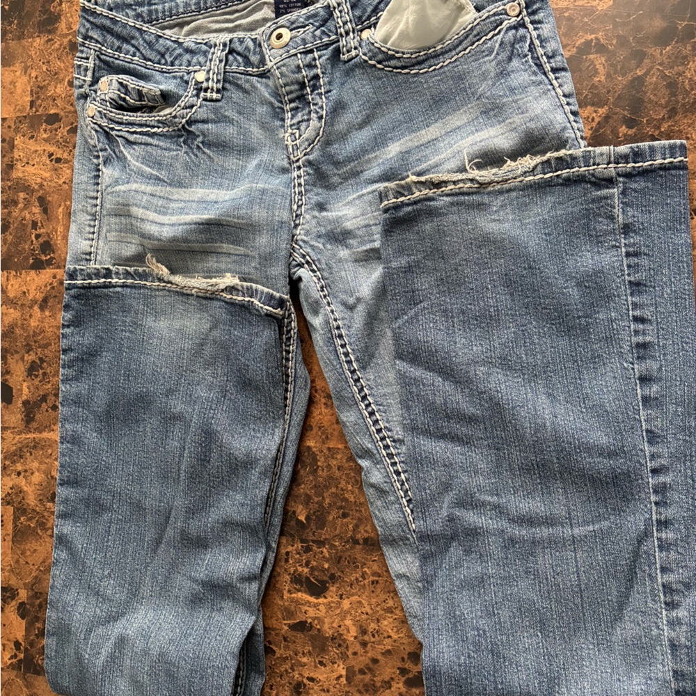 Blue Asphalt Relaxed Fit Jeans in Distressed Blue